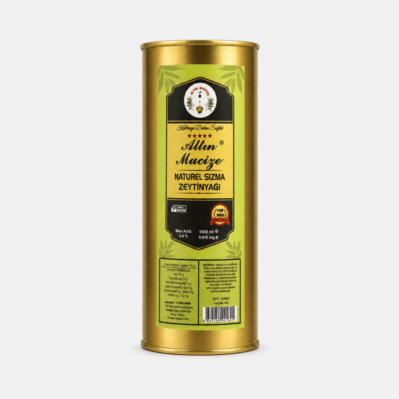 Altın Mucize Natürel Sızma Zeytinyağı 1 lt Teneke